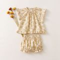 Organic Cotton Baby Girl Summer Clothes 2Pcs Floral Kids Dresses + Shorts Newborn Baby Girl Outfit. 