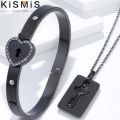 Concentric Lock Key Bracelet Set Titanium Steel Stainless Steel Jewelry Ideal for Couples Fashion Enthusiasts. 