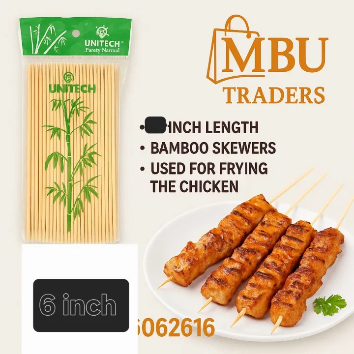 6 Inch bbq stick. pack of 3 pkt. ( each packet 70 pcs ) skewer stick ...