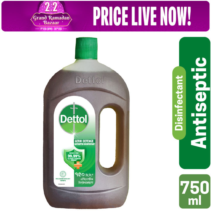 Dettol Antiseptic Disinfectant Liquid 750ml for First Aid, Medical & Personal Hygiene- use diluted