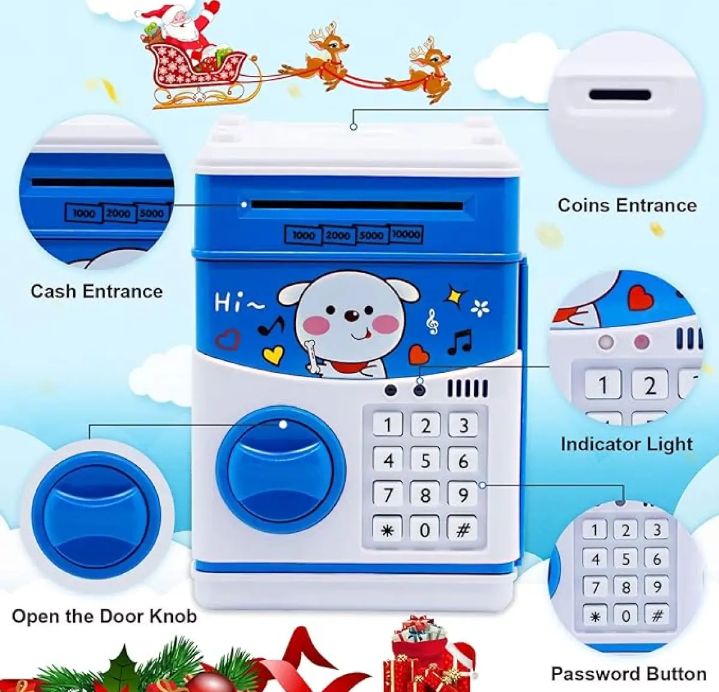 Electronic Piggy Bank, Mini ATM Machine, Money Bank Cash Coins Saving Box for Kids