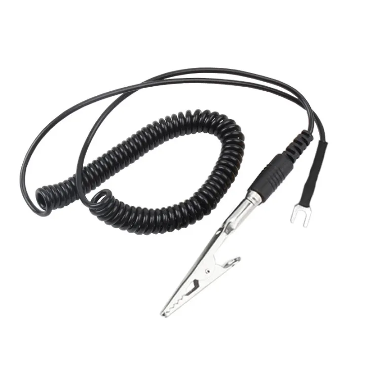 Spring Ground Cable Anti Static Spring Grounding Wire Clamp Earth Cable Alligator Clip to U ...