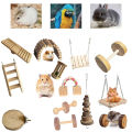 Cute Hamster Roller Toys Natural Wooden Pine Dumbells Unicycle Bell Chew Toys bird Rabbit Guinea Pigs Small Pet Molars Supplies. 