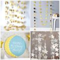 New 1 Set Paper Star Garlands 4M Birthday String Chain Ornaments Curtain Wedding Party Room Decor Supplies.