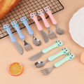 3pcs 304 Stainless Steel Children Knife Fork Spoon Kids Cutlery Set with Storage Box Cute Portable Children's Feeding Utensils.