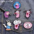 Cartoon Movie Peripheral Dog Brooch Enamel Pins Cute Pink Animal Dog Brooches Clothes Lapel Badges Jewelry Gift for Kids Friends.