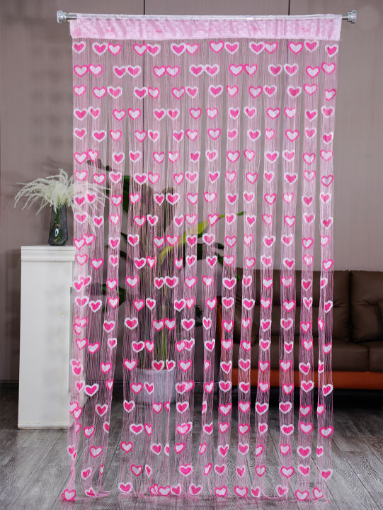 Romantic two-color love cord decoration fringe partition curtain through rod finished curtain 39.37*78.74in