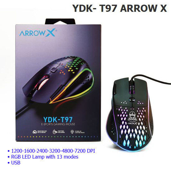 Ydk-T97 arrow X mouse USB 7key 7200DPI RGB (black)