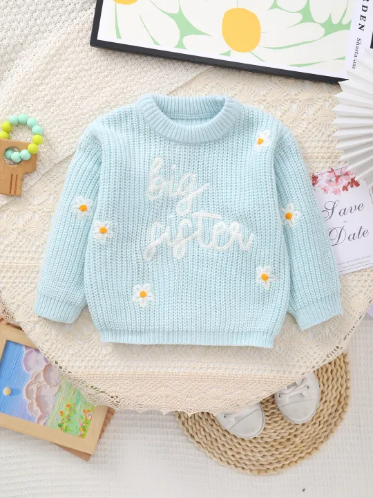 Baby%20Girl%20Knitted%20Round%20Neck%20Sweater%20with%20Letter%20Big%20Sister%20and%20Floral%20Embroidery,%20Fresh%20and%20Versatile,%20Ins%20Hot-Selling%20Top%20-%20Image%207