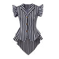 Women Gothic Steampunk Coat Striped Lapel Collar Jacket Victorian Punk V Neck Jacket Tops Daily Ladies Halloween Costume. 