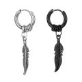 2pc korean Fashion Cross feather Stud Earrings Punk Rock Style For Women men High Quality Stainless steel Hiphop Ear Jewelry.