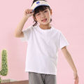 100% Cotton 180gsm Fabric Children Boy Girl T shirt 2025 New Summer Women Short Sleeve T-Shirt Cute Style White Solid Color Tops.