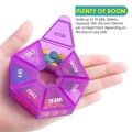 Weekly 7-day Pill Organizer Portable Travel Pill Box Multifunctional Small Medicine Case Black. 