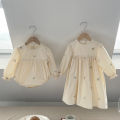 Family Sister Matching Dress Outfit Baby Girls Clothes Sisters Dress Embroidered Hollow Girl Dress Baby Romper Princess Dresses. 