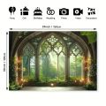1 piece of Gothic forest, Gothic cathedral window polyester fiber photography background, decorative banner. 