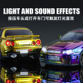 1: 32  War God GTR-R34 sports car model electroplated colorful skyline boy toy car gift Advanced Collection Ornament Car Models. 