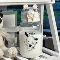 500ML Sanrio Hello Kitty Pochacco Transparent Straw Cup Anime Cartoon Kuromi Cinnamoroll For Kid Kawaii Bottle Water Cup Gifts. 