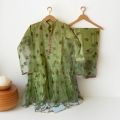 3 pcs Embroidery Reshmi Frock for Girls - Wadding And Party Frock & flapper. 