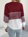 Woman Casual Color Block Striped Sweater Round Neck Lantern Long Sleeve Twist Knitted Tops for 2026 Autumn Winter Women Clothes. 