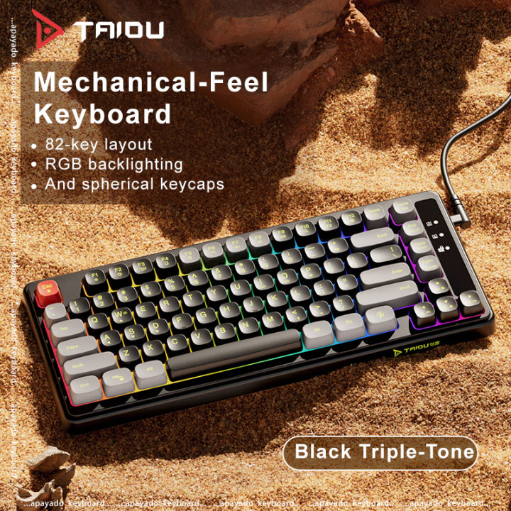 Spherical Computer Keyboard Esports & Office Wired Keyboard 82 Keys Compact Layout RGB Backlit ...
