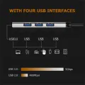 Aluminum Alloy Splitter Multi-function One Drag Four Hubs Hub Expander High-speed Computer Multi Interface Dock. 