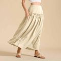 Women's high-waisted skirt simple loose skirts patchwork long skirt casual fashion solid color skirt with pocket faldas. 