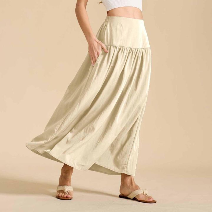Women's%20high-waisted%20skirt%20simple%20loose%20skirts%20patchwork%20long%20skirt%20casual%20fashion%20solid%20color%20skirt%20with%20pocket%20faldas%20-%20Image%203
