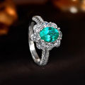 925 sterling silver ring 1.5 carat pigeon egg surround diamond set with Para í ba color women's jewelry. 