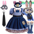 Disney 2026 Movie Zootopia 2 Brave Bunny Adventure Carnival Girls Cosplay Judy Hopps Rabbit Officer Uniform Clothing Costume. 
