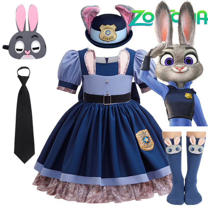 Disney 2026 Movie Zootopia 2 Brave Bunny Adventure Carnival Girls Cosplay Judy Hopps Rabbit Officer Uniform Clothing Costume