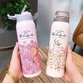 Best Beautiful Sports Water Bottles 500ML Sport Thermos Water Bottle Thermo Mug Stainless Steel Vacuum Flask Mug with Straw Insulation Cup Water Jug Drinking Bottle. 