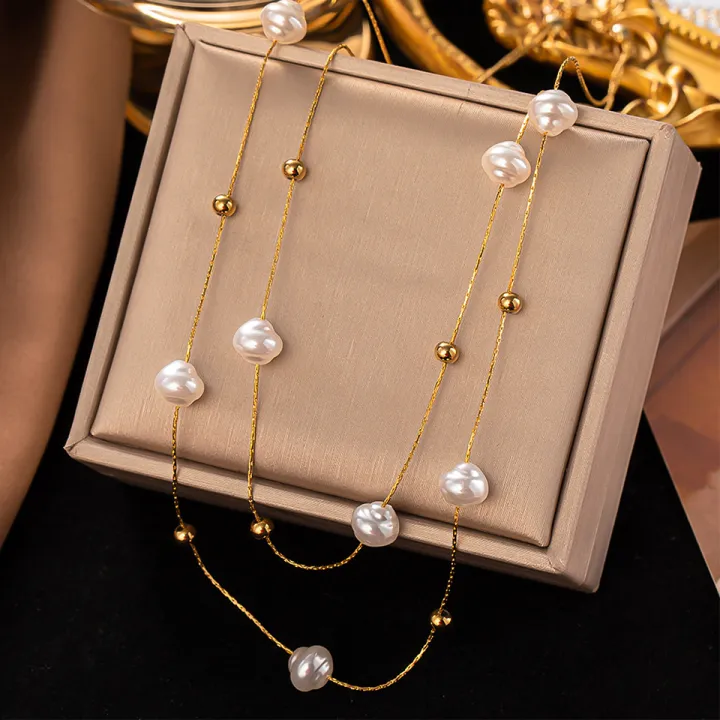 Yupsk%20316L%20Stainless%20Steel%20Double%20Layer%20Pearl%20Choker%20Necklace%20for%20Women%202in1%20Chains%20Necklaces%20Bridal%20Wedding%20Party%20Jewelry%20-%20Image%202
