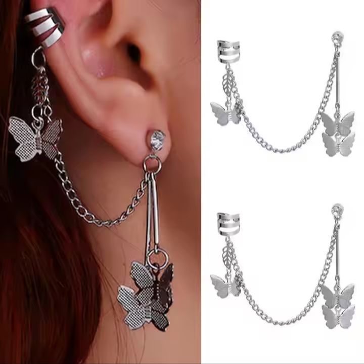 Pair%20of%20(2%20Pcs)%20Silver%20plated%20Long%20Chain%20Butterfly%20Design%20Ear%20Cuffs%20Earrings%20for%20Women%20and%20Girls%20-%20Image%203