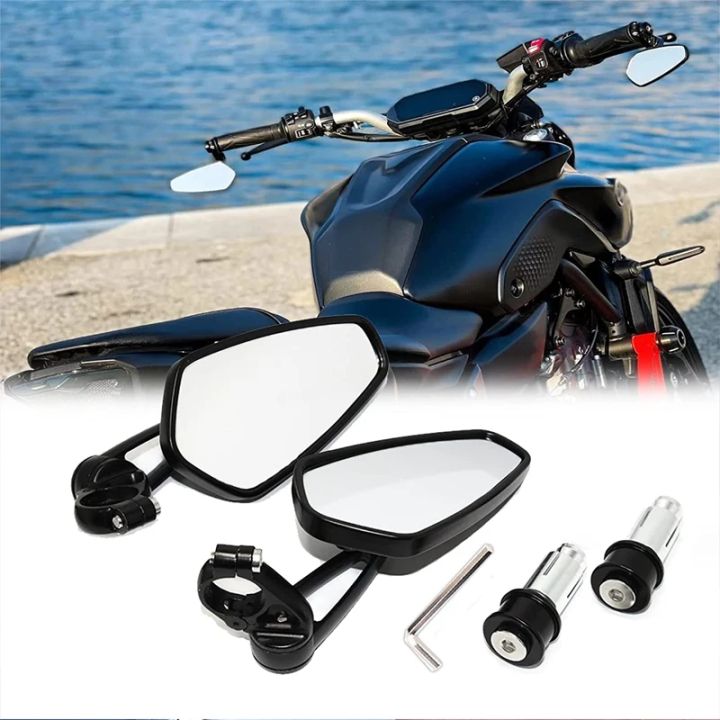 2Pcs Motorcycle Mirrors Fits for 7/8" 22mm Bar End Side Rearview Mirror Universal Motorbike Bike Handlebar Rear View Mirrors