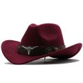 New Wome Men Black Wool Chapeu Western Cowboy Hat Gentleman Jazz Sombrero Hombre Cap Dad Cowgirl Hats Size 56-58cm. 