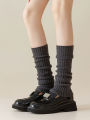 4 Pairs Ladies Solid Color Vertical Stripes Warm Over Knee Socks JK Fashion Autumn Winter Collection Simple Design.
