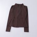 New yoga wear ladies coat round high elastic loose exercise yoga fitness long sleeve stand-up collar  yoga tops. 