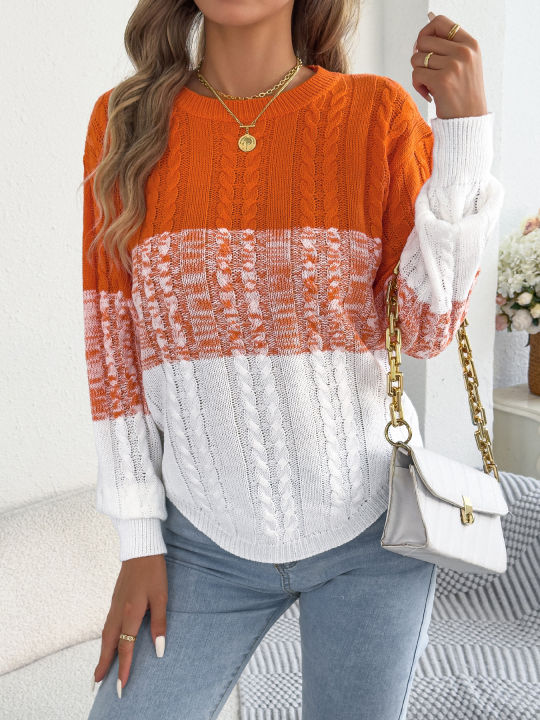 Woman%20Casual%20Color%20Block%20Striped%20Sweater%20Round%20Neck%20Lantern%20Long%20Sleeve%20Twist%20Knitted%20Tops%20for%202026%20Autumn%20Winter%20Women%20Clothes%20-%20Image%203