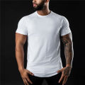 Plain Gym T-shirt Men Summer Fitness Clothing O-Neck Short Sleeve T shirt Cotton Slim Fit Tshirt Bodybuilding Workout Tees Tops.