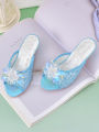 Girl Princess Crystal Slippers High Heels Children's Furniture Slippers. 