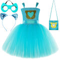 Super Kitty Costumes for Girls Super Cat Tutu Dress for Kids Christmas Halloween Outfits Children Animal Clothes with Eyes Patch.
