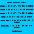 Bed cover mattress protector with zipper customizable sizes cotton. 