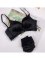 YUQI Front Closure Push Up Bra Set - Women's Small Bust Lace Underwire Lingerie | Pull Up Lift Thin Beauty Back Bralette.