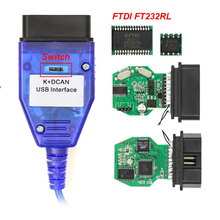 For BMW K DCAN K+CAN FTDI Chip For BMW OBD2 Auto Car Diagnostic Tools ...