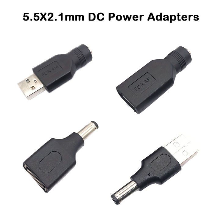1Pc USB-A to DC 5.5x2.1mm Power Adapter Tip Cable, Male/Female DC Jack Connector for 5V
