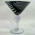 Hand Blown Art Zebra Design Martini Glass black Color. 