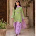 3 Pcs women's stitched cotton plain suit. 
