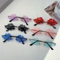 KAMMPT Cloud Shaped Sunglasses 2024 New in Rimless Irregular Funny Sun Glasses Women Trendy Stylish Brand Designer Rave Shades.