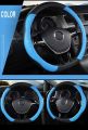 D-Shape Car Steering Wheel Cover – 38cm (15") Universal Fit – Microfiber Leather, Non-Slip & Breathable Design – Comfortable Grip for Men & Women – Durable, Stylish & Easy to Install – Blue Steering Cover for Enhanced Control & Luxury Feel. 