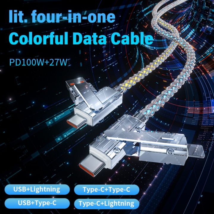 Colorful USB Cable Four-in-One Multi-Function Data Cable Fast Charging ...